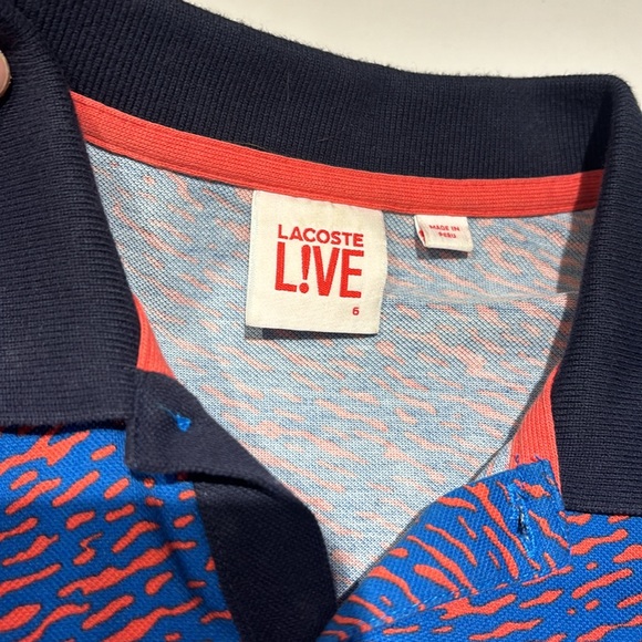 Men’s Lacoste polo with blue and orange design - Picture 4 of 4